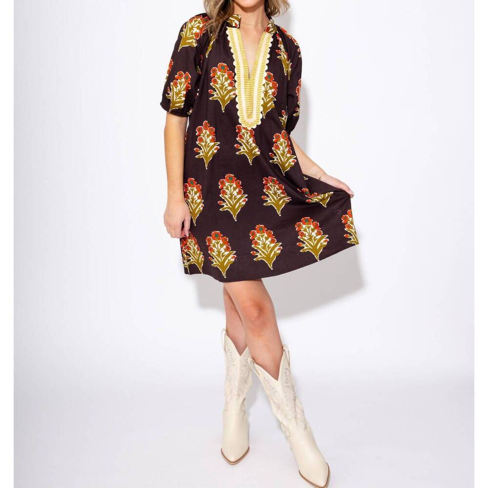 NEW THML petal stripe v-neck dress in black - Picture 3 of 7